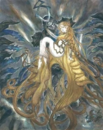 Gilgamesh and Amnelis. Artwork by Yoshitaka Amano.