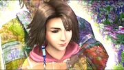 Yuna only meets Tidus's spirit in the sad ending.