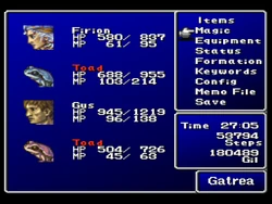 Maria as a toad in the menu of Final Fantasy II (PS).