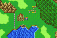 The fire-powered ship on the World Map (GBA).