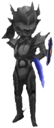 Render of Dark Knight Cecil petrified in Final Fantasy IV (iOS).