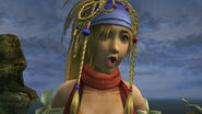 Rikku looking shocked at Mushroom Rock Road.