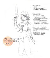 Unused concept of Yuna with a gunblade for Final Fantasy X-2.