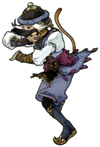 Artwork of a Mithra Blue Mage from Final Fantasy XI.