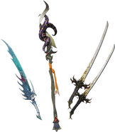 Onion Knight's Serpent Sword, Ogre Staff and Ashura.