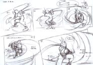 Storyboard for Cloud's unused "Tornado" Limit Break from Final Fantasy VII.