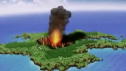 The volcano exploding (PSP).
