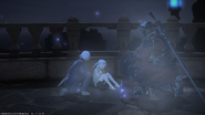 Gaius giving Allie medicine.