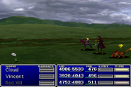 Vincent using an item on an enemy in Final Fantasy VII.