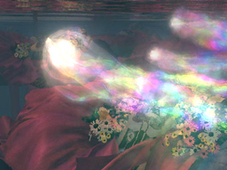 Pyreflies over a casket at Kilika.