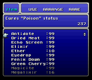 The Item menu (SNES).