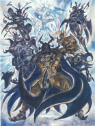 Ignacio amongst the Sworn Eight. Artwork by Yoshitaka Amano.