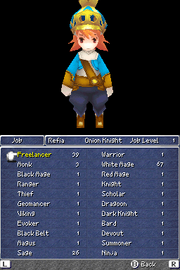 Job selection in Final Fantasy III DS