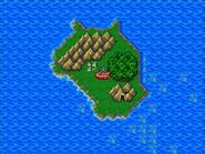 Adamant Isle Grotto on the world map in Final Fantasy IV: The After Years (Wii).