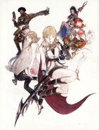 Promotional artwork of the cast of Final Fantasy XIII.