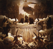 Hordes of daemons depicted at the bottom of the painting of the prophecy.