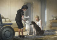 Concept artwork of young Noctis and Luna with Umbra and Pryna.