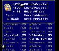 FFIV SNES Equip Menu