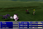 Cait Sith using Deathblow in Final Fantasy VII.