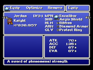 Equip menu in the PSX version.