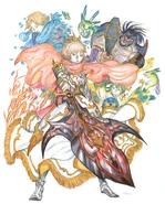 Artwork of Arthur from Monster Strike by Yoshitaka Amano for the collaboration.