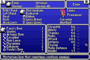 The Equipment menu in the GBA version.