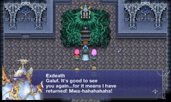Exdeath appears in front of the Warriors of Light.