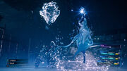 Shiva uses an ice ability from FFVII Remake