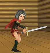 An avatar with Queen's sword from the Square Enix Members Virtual World.