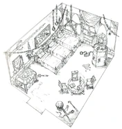 Gold Saucer Ghost Hotel room.