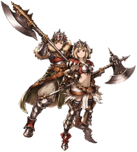 Gran and Djeeta from Granblue Fantasy as the Warrior Job.