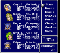 FFIV SNES Menu