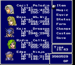 FFIV SNES Menu