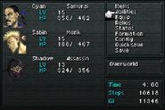 Menu in Final Fantasy VI (SNES).