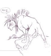 Red XIII on a cliff concept.