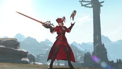 Red mage's battle stance.