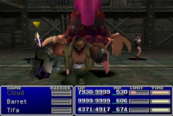 Barret using Flash in Final Fantasy VII.