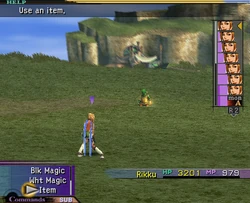 Rikku in Critical (50%) in Final Fantasy X.