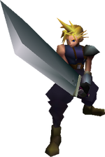 Cloud's battle render in Final Fantasy VII.