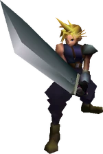 Боевой рендер Клауда в Final Fantasy VII.