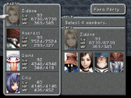 Final Fantasy IX party selection screen.