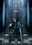 Noctis sitting on his throne.