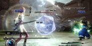 Serah Farron and Noel Kreiss battling a Bomb.