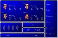 Menu in Final Fantasy (iOS).