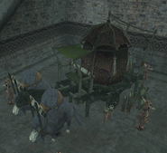 A qiqirn cart pulled by sheep in Final Fantasy XI.