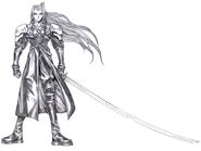 Concept art of Sephiroth by Tetsuya Nomura.