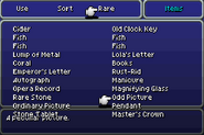 The Key Item menu (GBA).