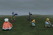 An enemy petrified in Final Fantasy IX.