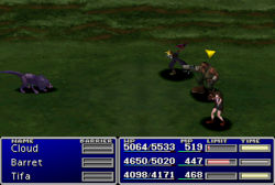 Cloud using an item on an enemy.