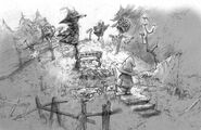 Concept of the graveyard in Black Mage Village with Vivi.